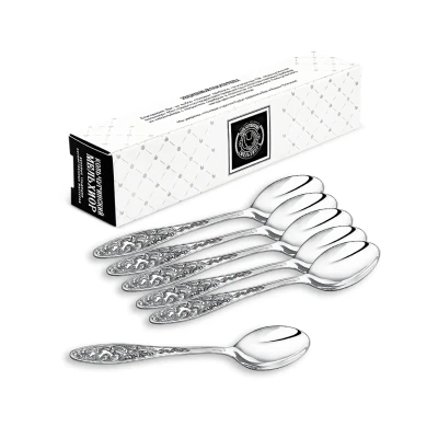 Набор чайных ложек "Морозко" посеребренный с чернением