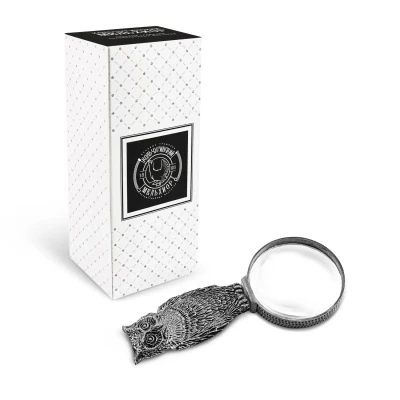 Лупа "Сова"  латунная посеребренная с чернением