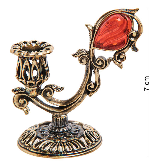 AM-2975 Подсвечник "Весна" (латунь, янтарь)