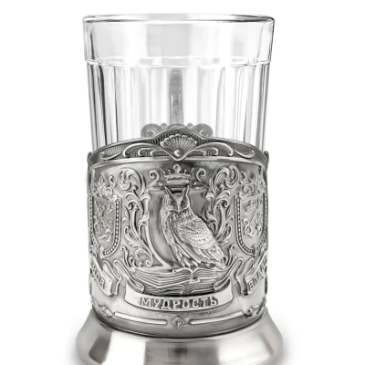 Набор для чая "Мудрый руководитель (Триумфальная)" никелированный с чернением