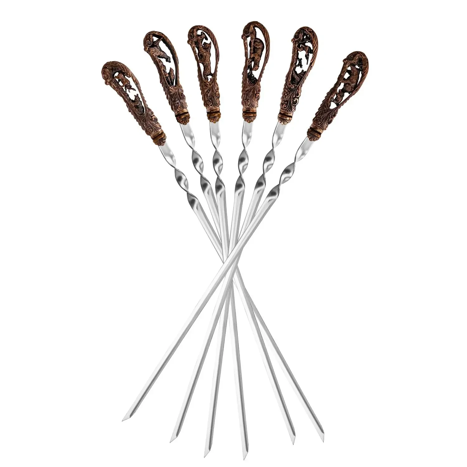 Набор шампуров "Охотничий" медный с черн. 6 пр. в коробке