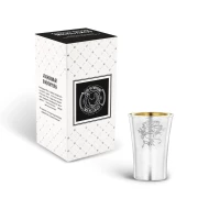 Стопка медная посеребр. позол.внутри с лаз.грав. "Колокольчики"