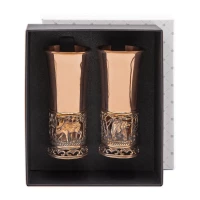 Набор стопок "Лось" медный М1 с чернью 2 предмета