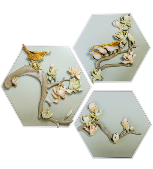 ART-325 Триптих "Птицы на ветках сакуры"