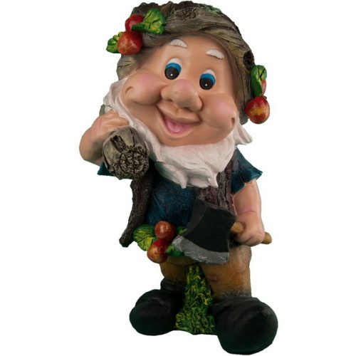 Декоративная садовая фигурка "Гном с бревном"