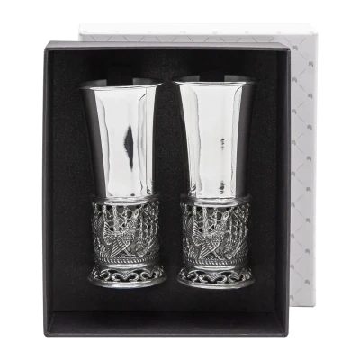 Набор стопок "Глухари" посеребренный полированный с чернением