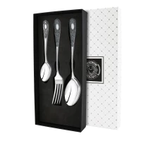 Набор столовый №1: вилка, ложка, чайная ложка посеребренный с чернением