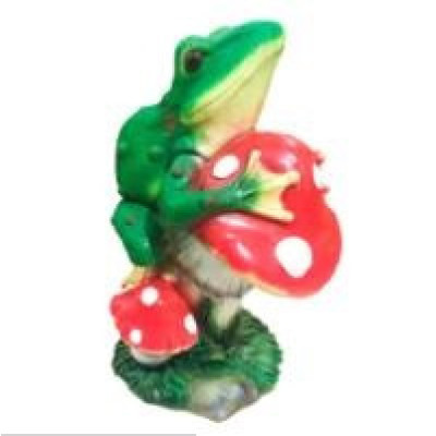 Декоративная садовая фигурка "Большая лягушка на мухоморе" 