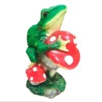 Декоративная садовая фигурка "Большая лягушка на мухоморе" 