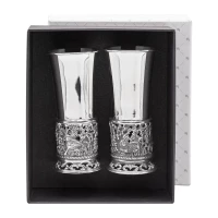 Набор стопок "Зайцы" посеребренный полированный с чернением