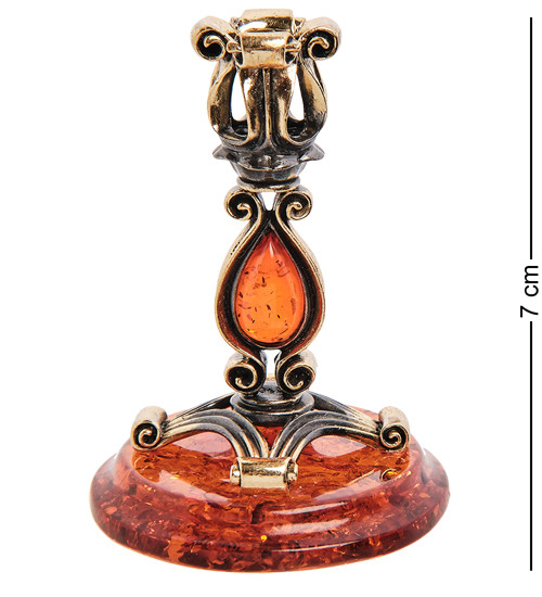 AM-2978 Подсвечник "Капля" (латунь, янтарь)