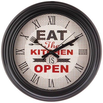 ЧАСЫ НАСТЕННЫЕ КВАРЦЕВЫЕ "CHEF KITCHEN"  ДИАМЕТР=31 СМ. ДИАМЕТР ЦИФЕРБЛАТА=22,5 СМ. ЦВЕТ:ЧЕРНЫЙ (КОР