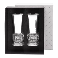 Набор стопок "Кабаны" посеребренный полированный с чернением