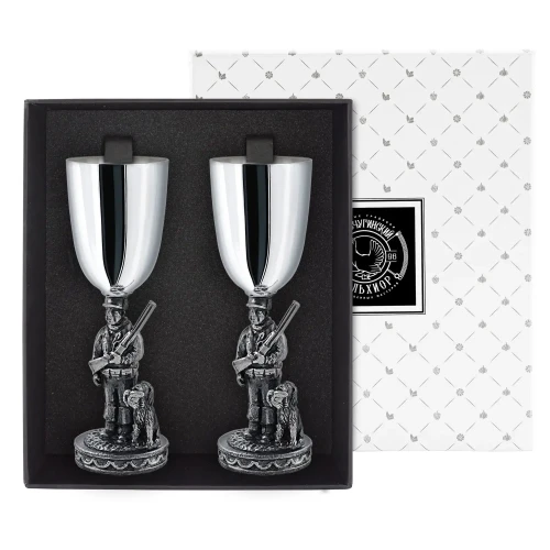 Набор рюмок "Охотник" посеребренный полированный с чернением