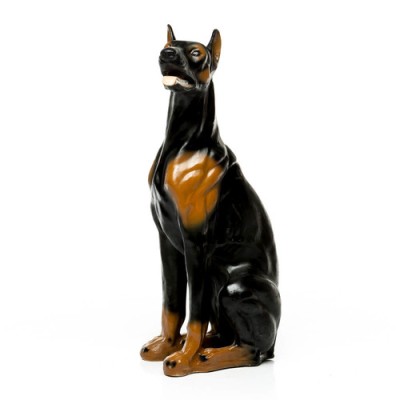 Декоративная садовая фигурка "Черный доберман"