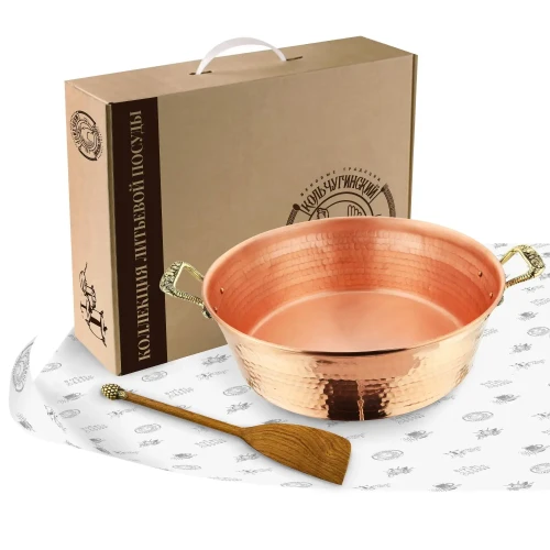 Медный кованный таз с лопатками "Малина" 6 литров Медный кованный таз с лопатками "Малина" 6 литров