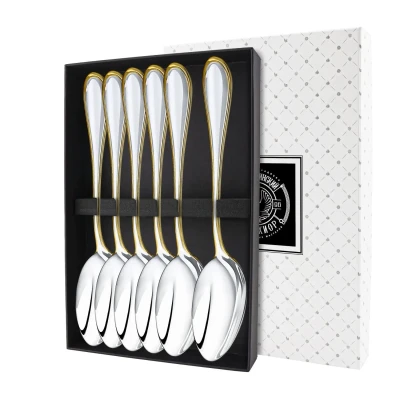 Набор столовой ложки "Капелька" посеребренный с позолотой