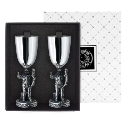 Набор рюмок "Рыбак" посеребренный полированный с чернением Набор рюмок "Рыбак" посеребренный полированный с чернением