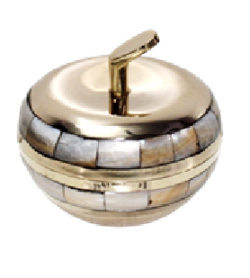 Шкатулка «Яблоко» латунь резная перламутровая h-7 см