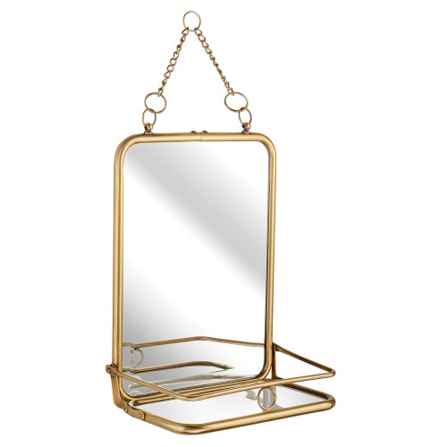 Зеркало настенное на цепочке с полочкой