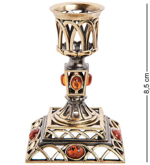 AM-2980 Подсвечник "Винтаж" (латунь, янтарь)