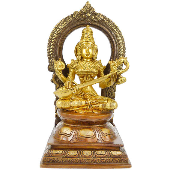 Сарасвати статуэтка бронза 270*140*117мм