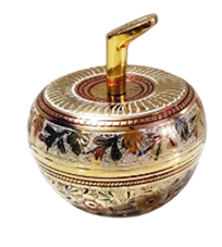 Шкатулка «Яблоко» латунь резная CHUNIYA JALI цветная эмаль h-8 см