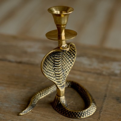 Подсвечник латунь резная антик h-13 см