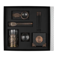 Набор канцелярский "Сова" медный с чернением 8 предметов  (карандашница круглая)