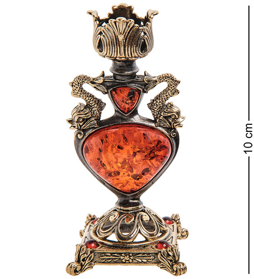 AM-2981 Подсвечник "Индийский" (латунь, янтарь)