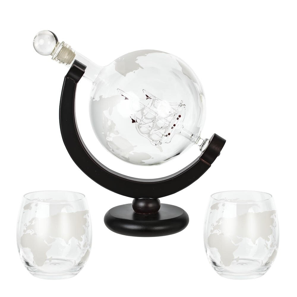 Графин "Глобус" 950 мл с 2-мя стаканами 300 мл, L20 W13 H22 см
