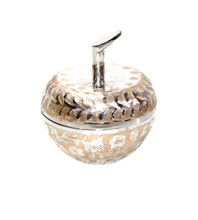 Шкатулка «Яблоко» латунь резная FIRKI никелированная h-8 см