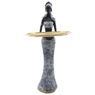 Фигурка декоративная "Африканка с подносом", L22,5 W16,5 H45 см