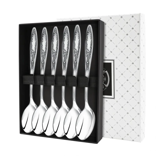 Набор чайной ложки "Пламя" посеребренный с чернением УЦЕНЕННЫЙ ТОВАР