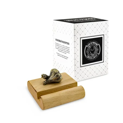 Подставка  для телефона малая "Перец-Чеснок" латунная с чернением