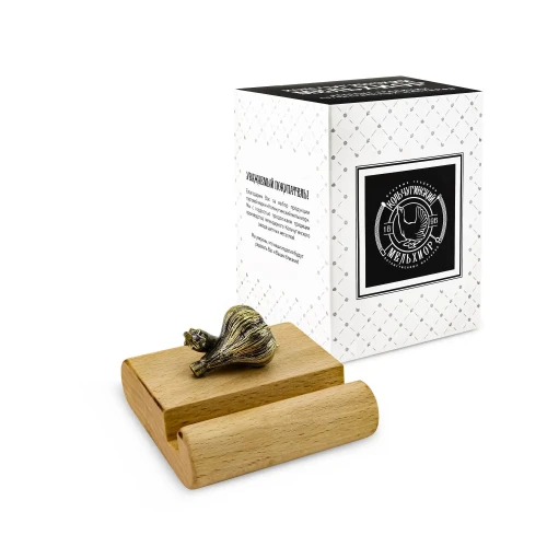 Подставка  для телефона малая "Перец-Чеснок" латунная с чернением