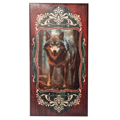 Нарды в деревянной коробке Волк