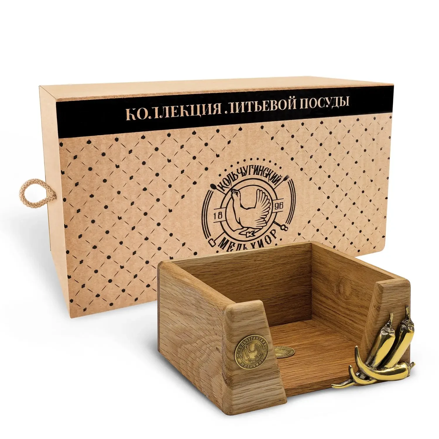 Подставка  под салфетки "Овощи"  латунная с черн.