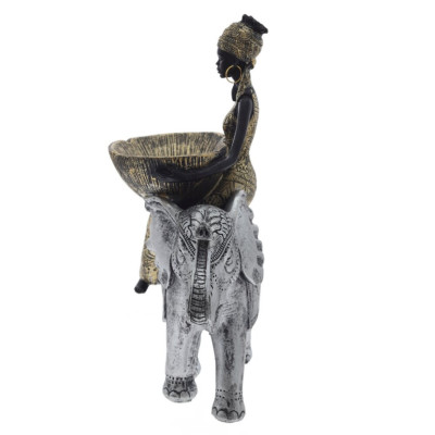 Фигурка декоративная "Африканка на слоне", L19 W10 H26 см