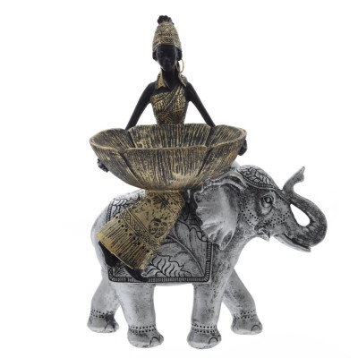 Фигурка декоративная "Африканка на слоне", L19 W10 H26 см