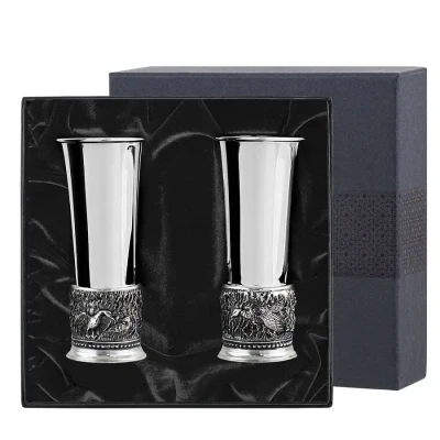 Набор стопок "Утка" посеребренный полированный с чернением