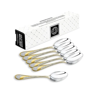 Набор чайных ложек "Метелица" посеребренный с позолотой