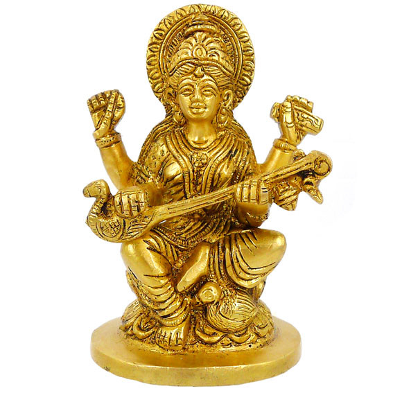 Сарасвати статуэтка бронза 110*78*68мм