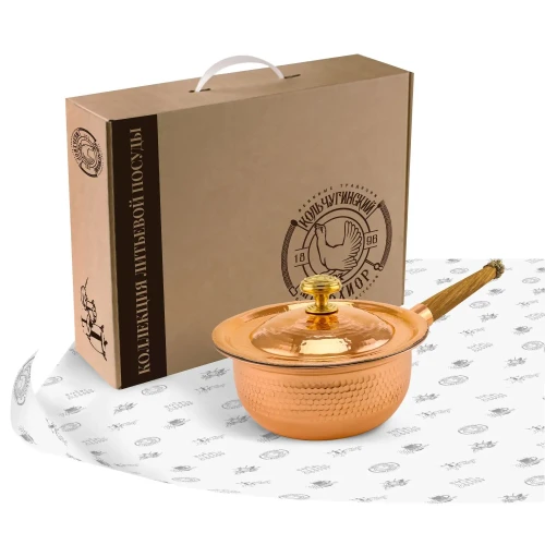 Сотейник медный с лужением кованый с крышкой "КМ" с деревянной ручкой "Овощи" Сотейник медный с лужением кованый с крышкой "КМ" с деревянной ручкой "Овощи"