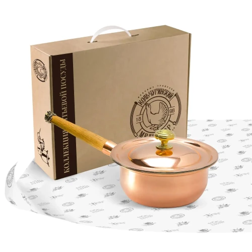 Сотейник медный с лужением с крышкой "КМ" с деревянной ручкой "Овощи" Сотейник медный с лужением с крышкой "КМ" с деревянной ручкой "Овощи"