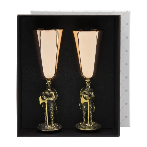 Набор из 2 рюмок "Викинги" медь-латунь с чернением
