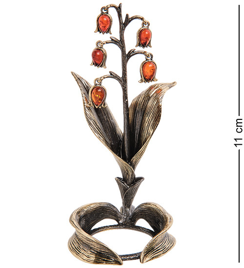 AM-3046 Подсвечник "Ландыш" (латунь, янтарь)