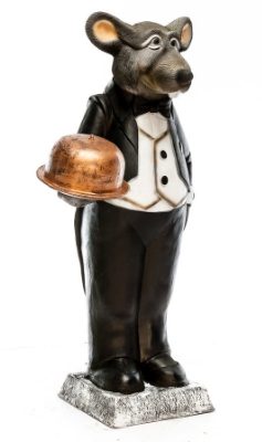 Декоративная садовая фигурка "Крыса-официант"