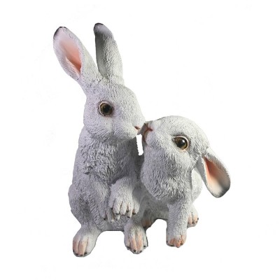 Декоративная садовая фигурка "Пара зайчиков" (белый)  L15 W12 H35                    