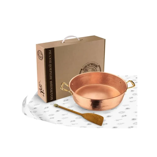 Медный кованный таз на 6 литров с лопаткой "Малина" Медный кованный таз на 6 литров с лопаткой "Малина"